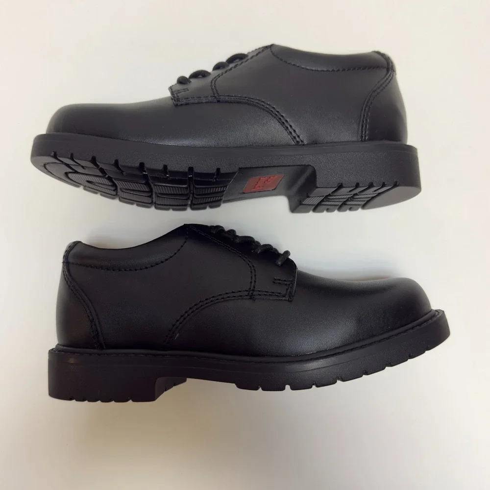NEW! Academie Gear Kids Boys Scholar Oxford Dess Shoe Size 1 M Black Leather